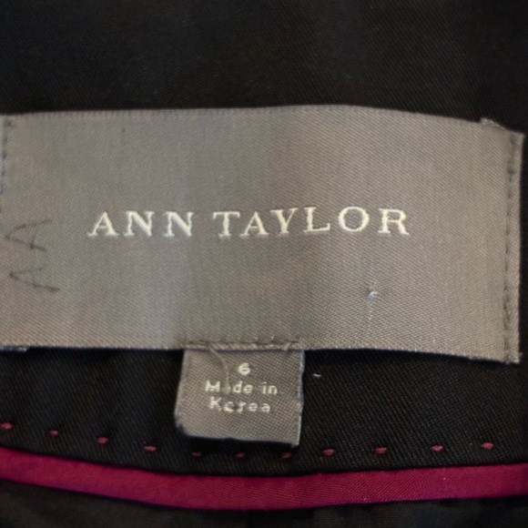 Ann Taylor Black rain trench coat button up pockets lined collared neck Size 6 - Picture 6 of 12